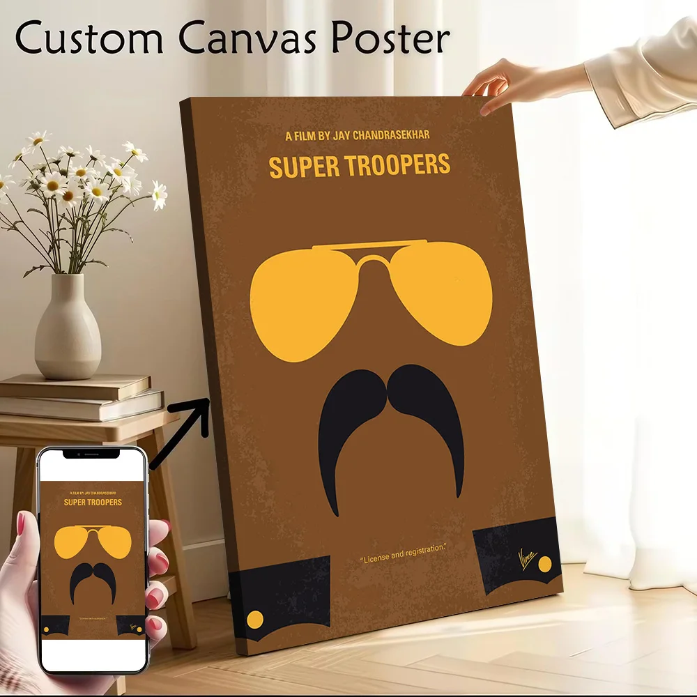 No459 My Super Troopers Minimal Movie Canvas Poster Customizable Printed Canvas Painting Wall Art for Fans Room Ornaments Mural