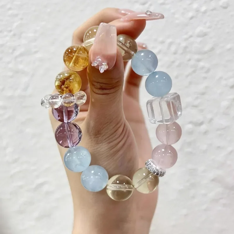 Duobao Natural Crystal Bracelet Women's Premium Sense Sweet and Gentle Lemon Crystal White and Clear Aquamarine Bracelet