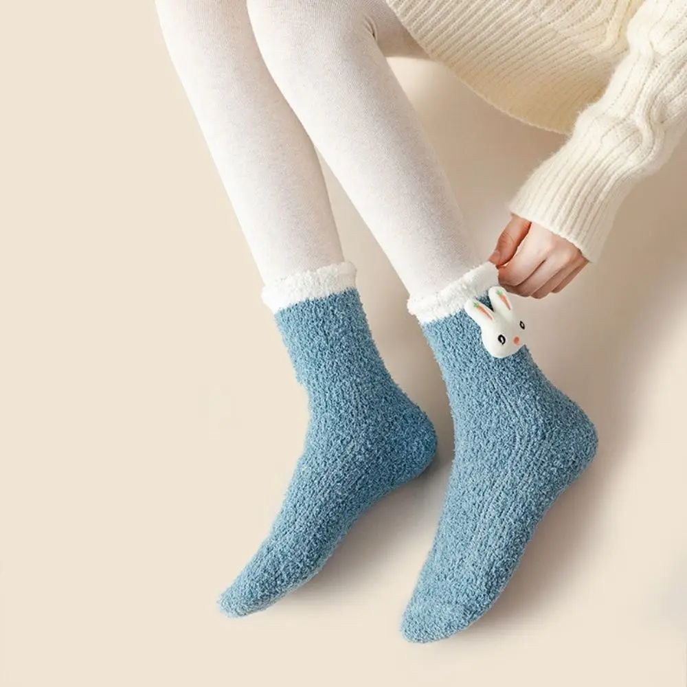 Cute Winter Home Comfortable Fluffy Breathable Floor Socks Student Socks Women Thicken Socks Coral Fleece Socks