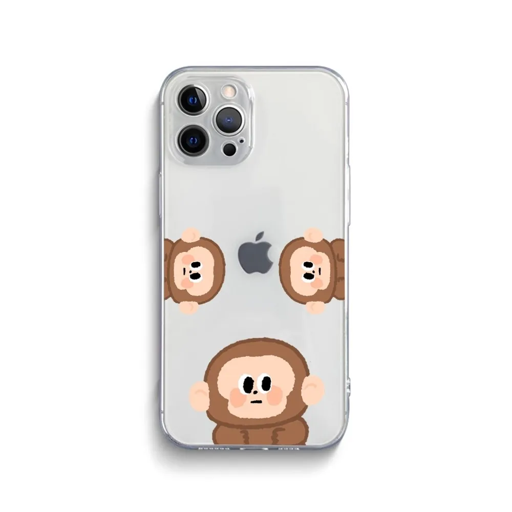 Cartoon Monkey Phone Case For iPhone 16,15,14,13,12,11,Pro,Max,Xs,Xr,X,7,8,Plus,Mini Silicone Clear Cover