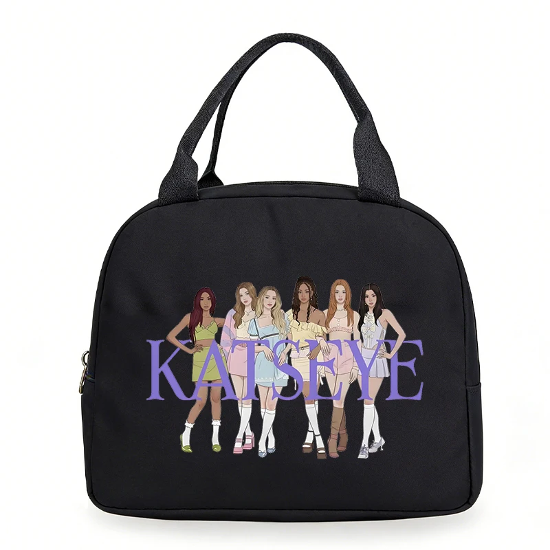 Aesthetics Katseye Insulated Lunch Box Handbags Korean Ulzzang Nsulation Bento Pouch School Student Kids Women Lunch Bag
