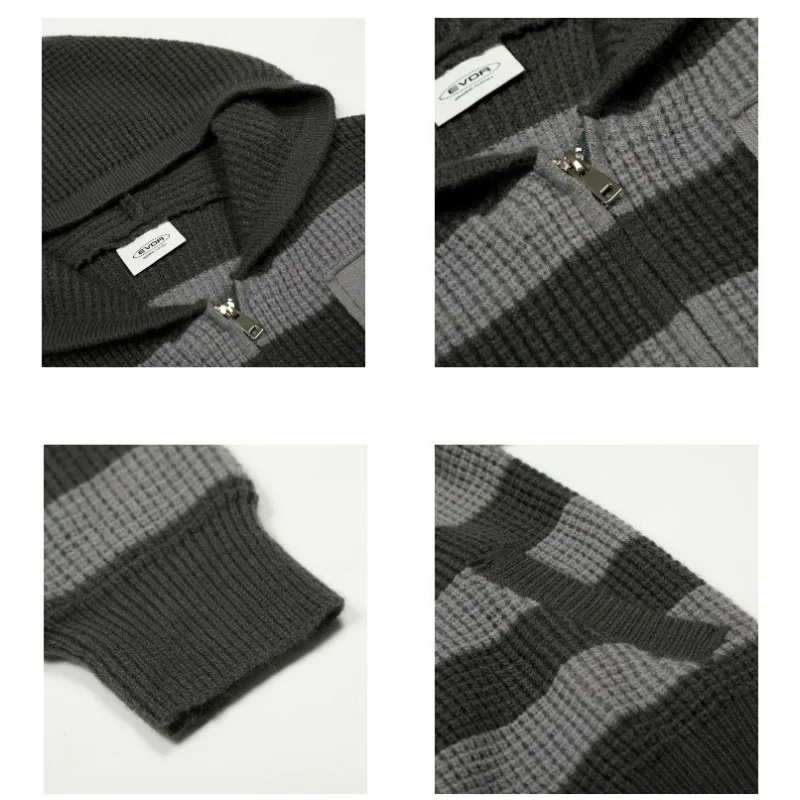 المرأة مخطط بالأزرار مقنعين سستة سترة اللون مطابقة الربيع موضة كسول نمط معاطف الخريف فضفاضة الحياكة الترفيه القمم