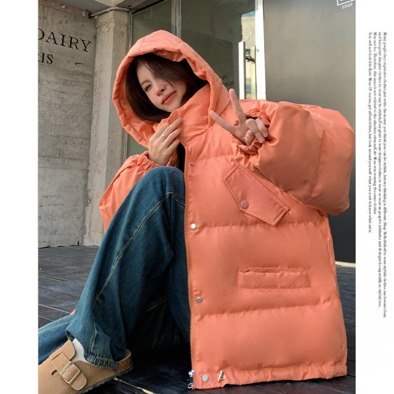 Red Down Jacket Women Coat Hooded Fashion American Streetwear Y2K Style Duck Down Feather Female Winter Purple Short Outwear