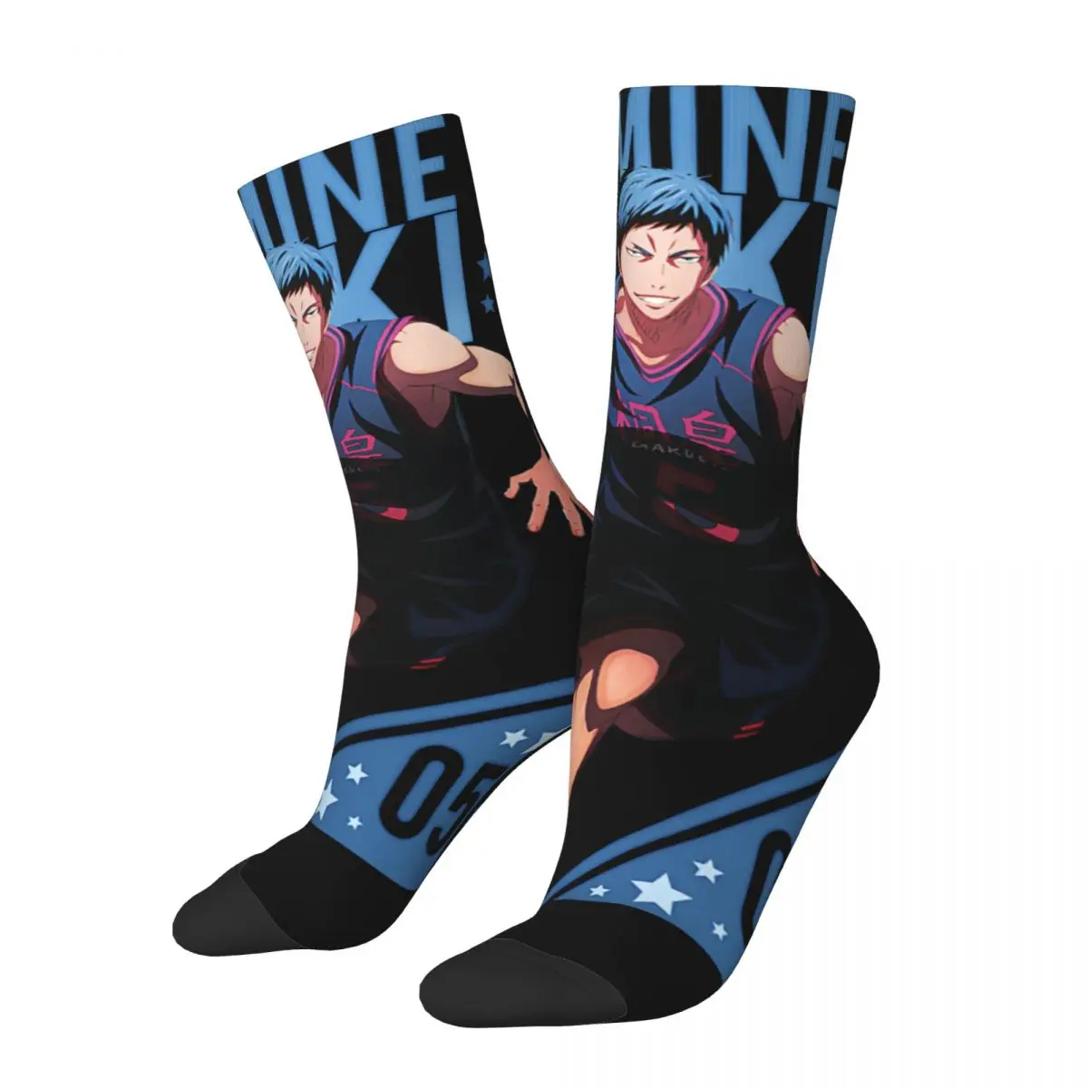 Funny Crazy Compression Sock for Men Sharkie Hip Hop Vintage Kuroko No Basket Sports Anime Series Happy Seamless Boys Crew Sock