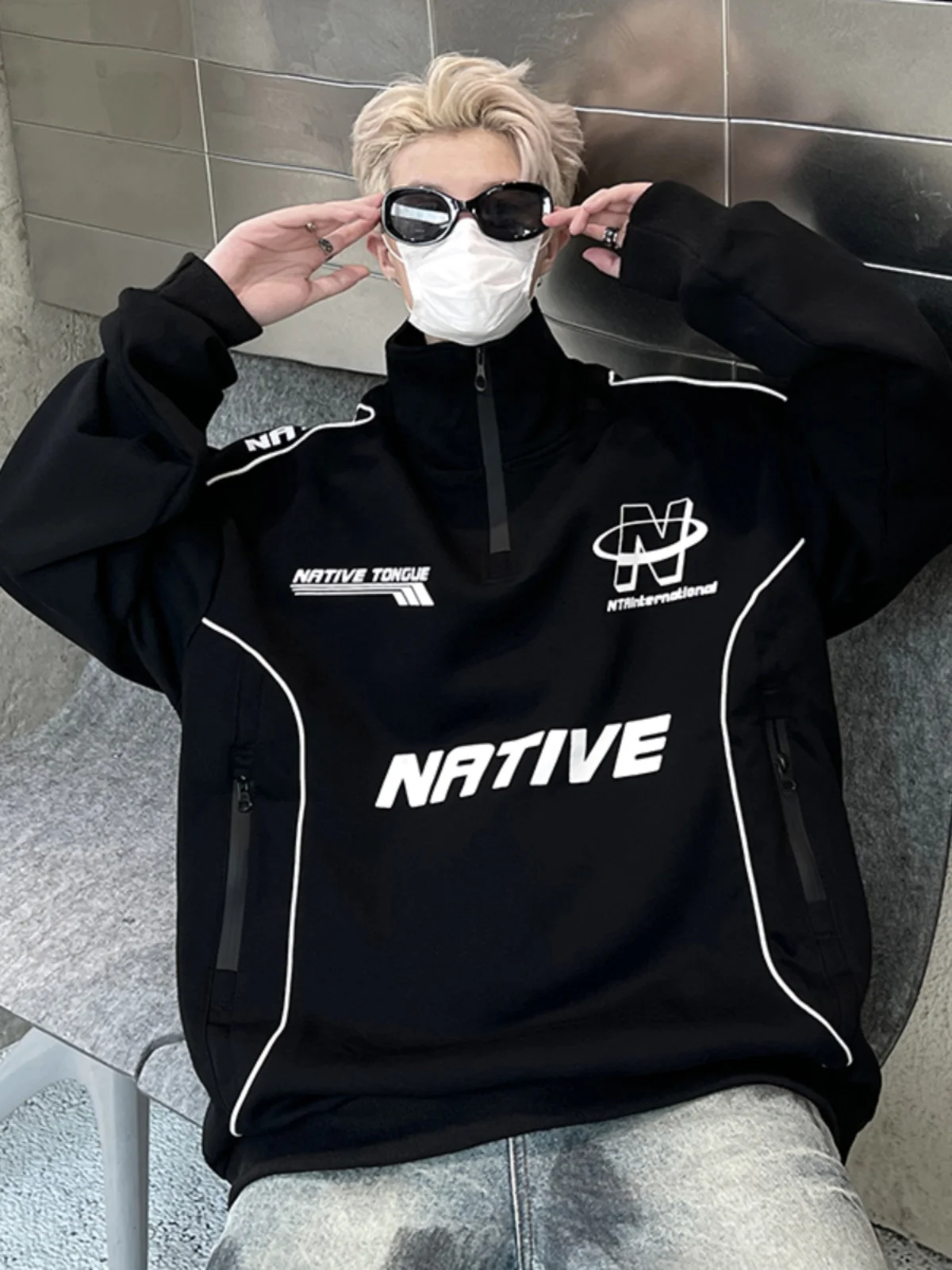 

Мужская толстовка-куртка American High Street Racing Suit с капюшоном на молнии, модный бренд Haome, осенне-зимняя мотоциклетная куртка