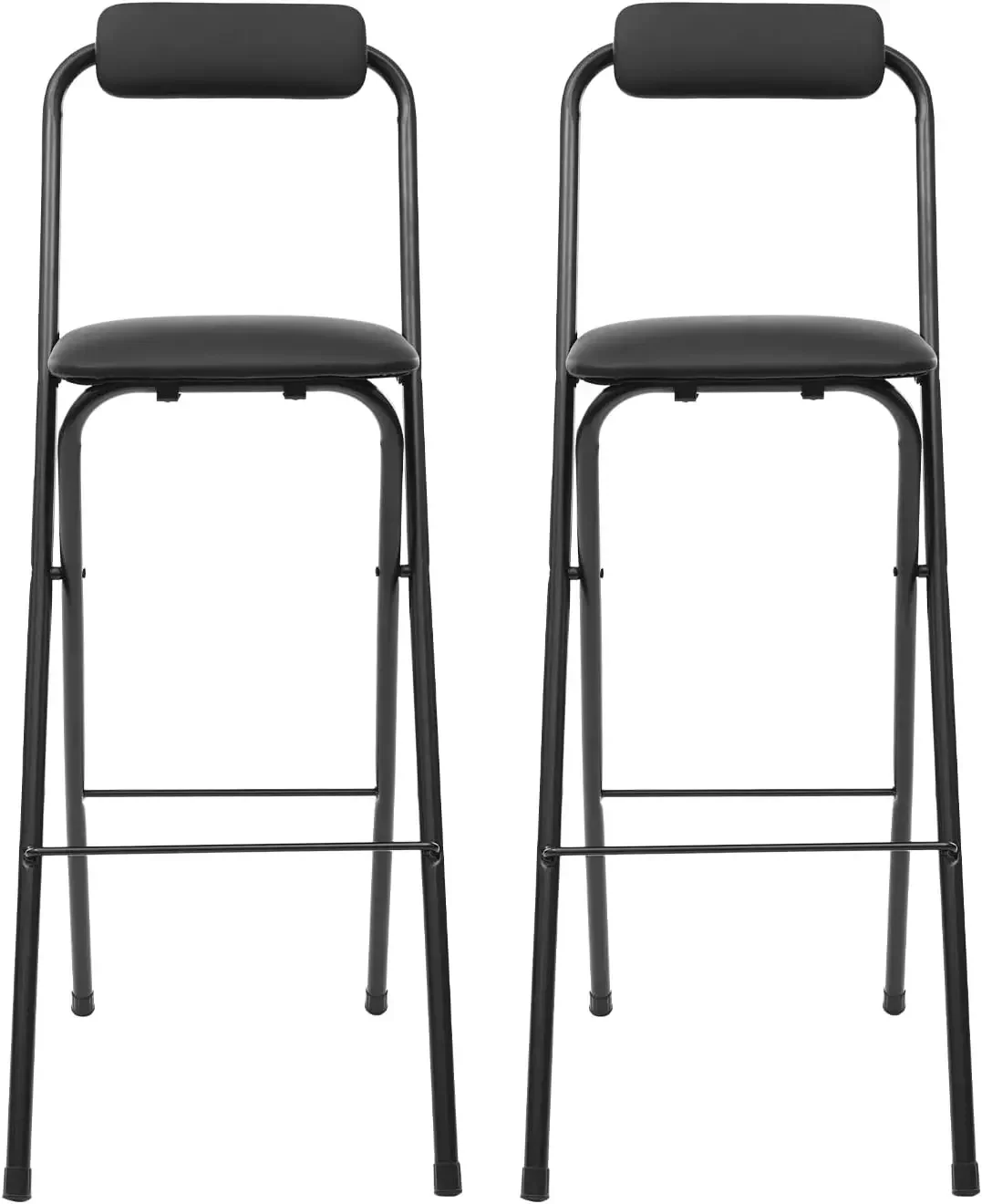 2PCS Folding Bar Stool with Backrest, Tall Foldable Stool Chair, Portable High Folding Bar Chair Counter 29.5
