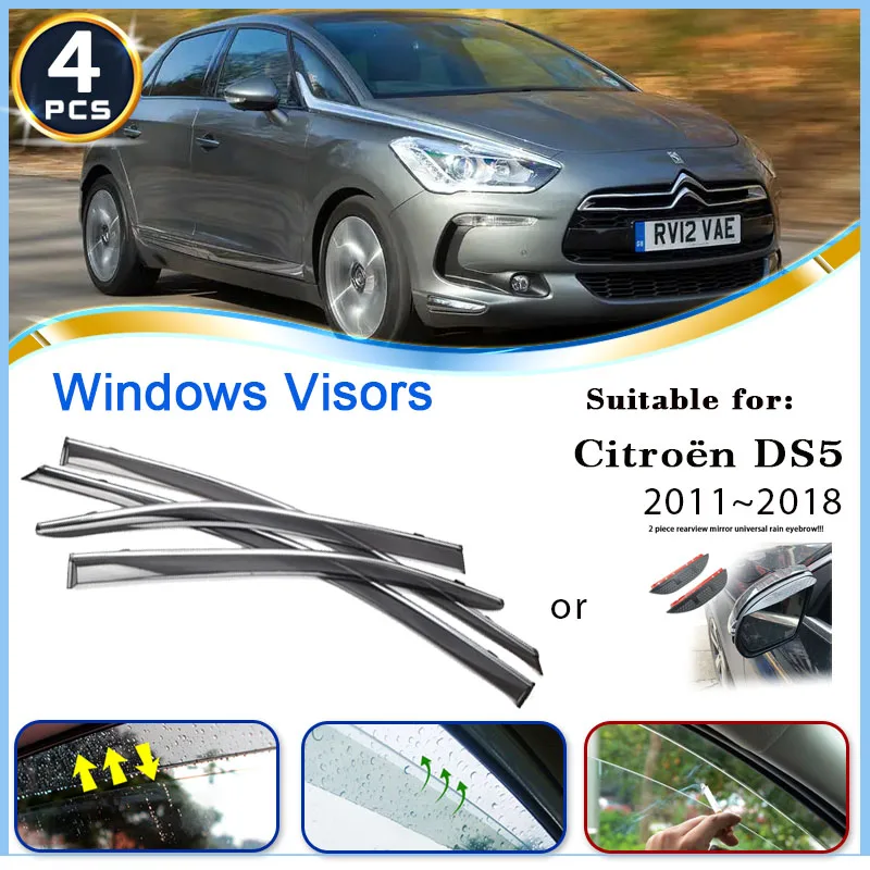 

Car Window Rain Visor For Citroen DS5 CS 5 2011~2018 Rainproof Visor Deflector Windshield Ventilation Trim Cover Car Accessories