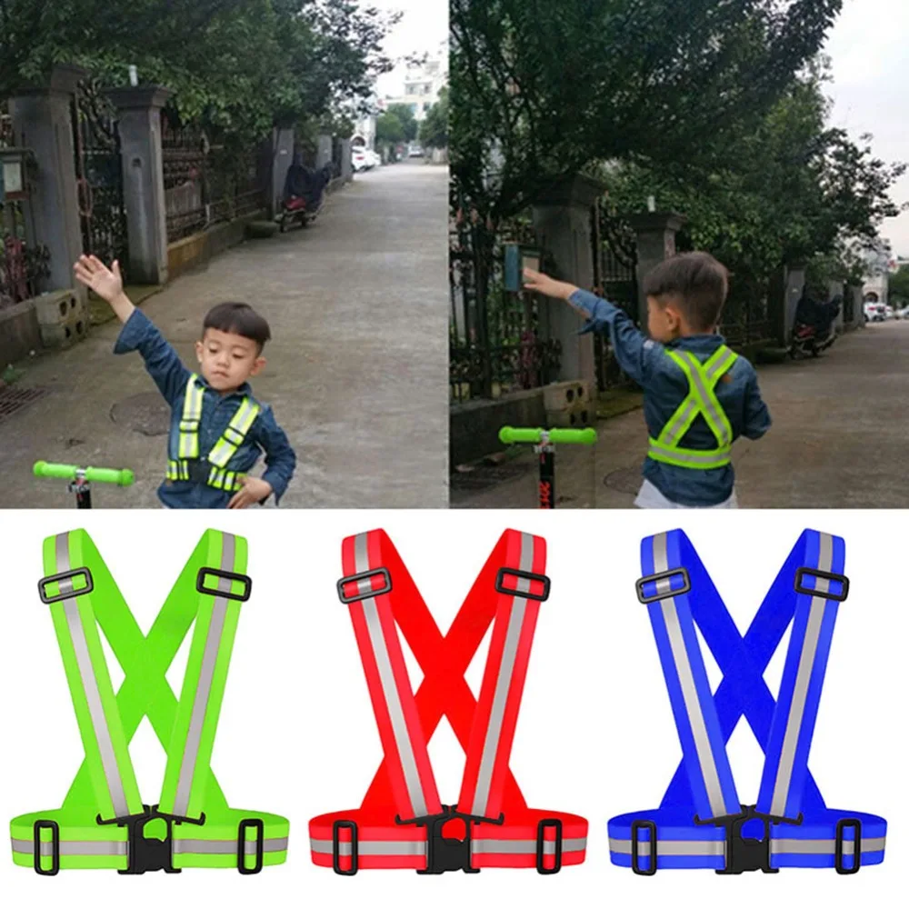 New Highlight Reflective Straps Night Running Riding Clothing Vest Adjustable Safety Vest Elastic Band For Adults and Children