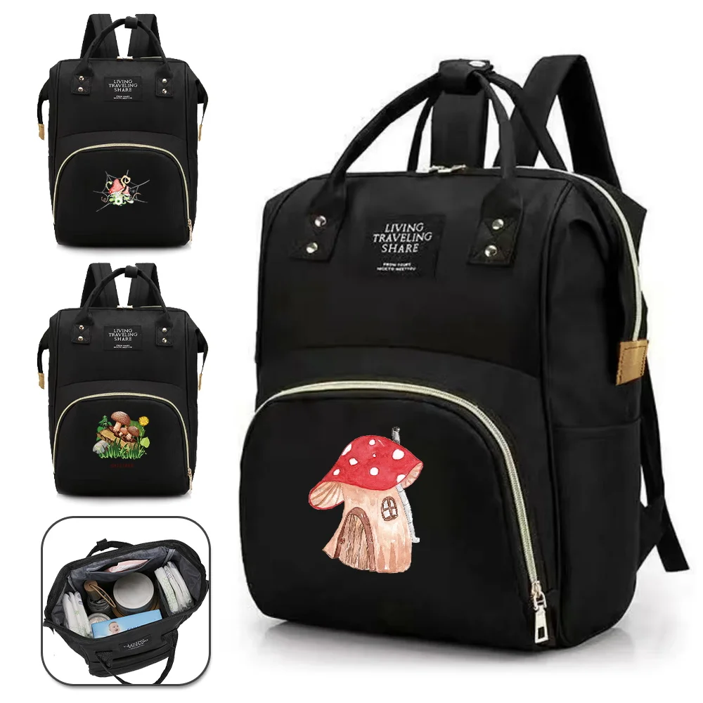 

Maternity Bag Infant Mummy Travel Lightweight Large Capacity Multi-Function Mushroom Printing Series Diapers Bags Backpack