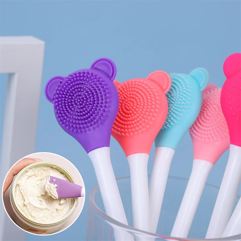 2 In 1 Mee-eter Siliconen Gezichtsreiniging & Masker Borstel Spatel Diepe Reiniging Gereedschappen Peeling Scrub Porie Gezichtsverzorging