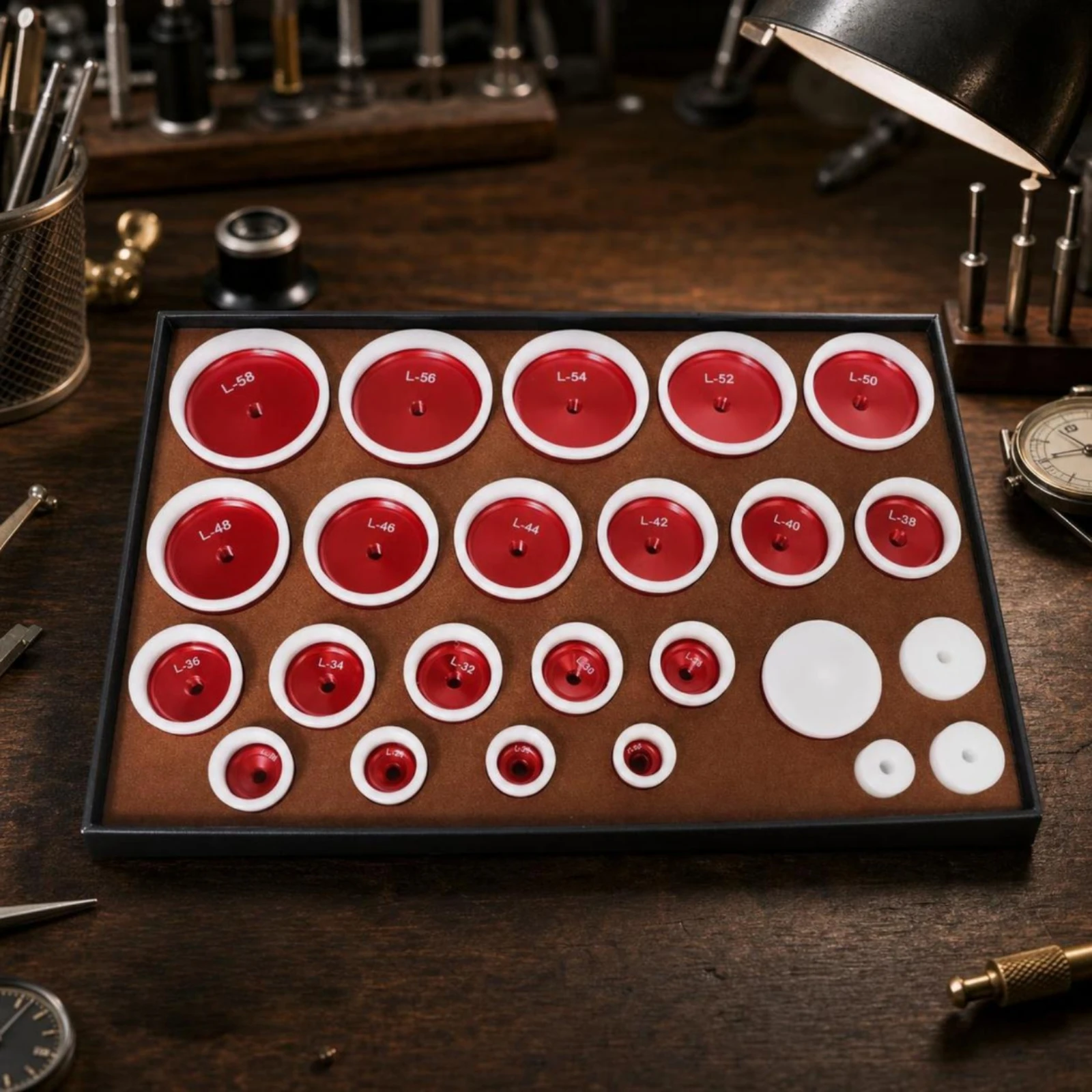 24 Pieces Watch Press Mold Tray Scratch-Resistant Watch Case Press Die Kit Tool Professional Organized for Watchmakers
