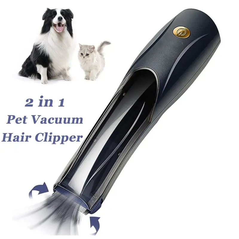 USB Rechargeable Dog Hair Clipper, Low Noise Pet Vacuum Hair Trimmer Featuring Suction Functionality