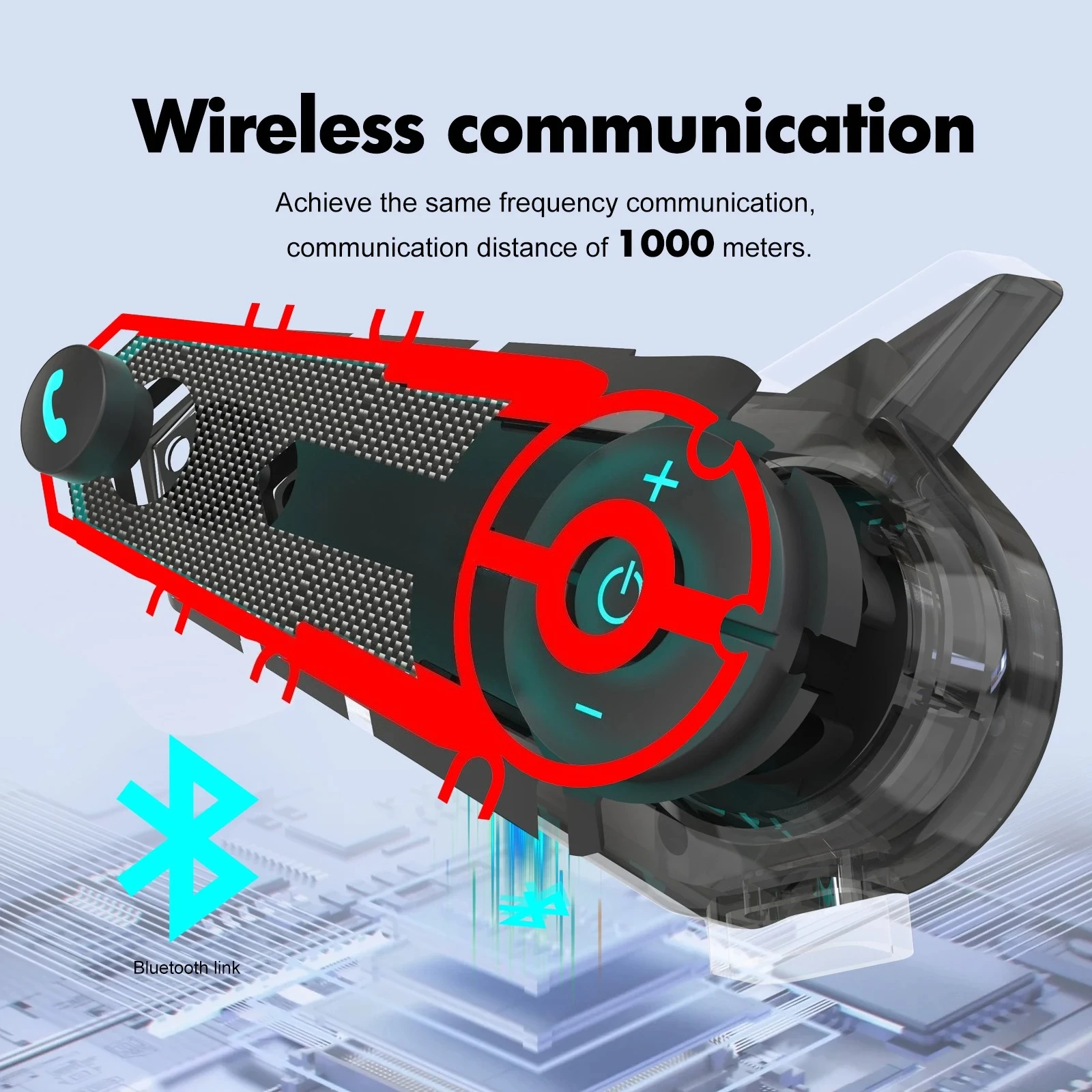 S6 Motorcycle Helmet Bluetooth Headset Intercom Waterproof 1000M Wireless Interphone RGB Tri-Color Ambient Light