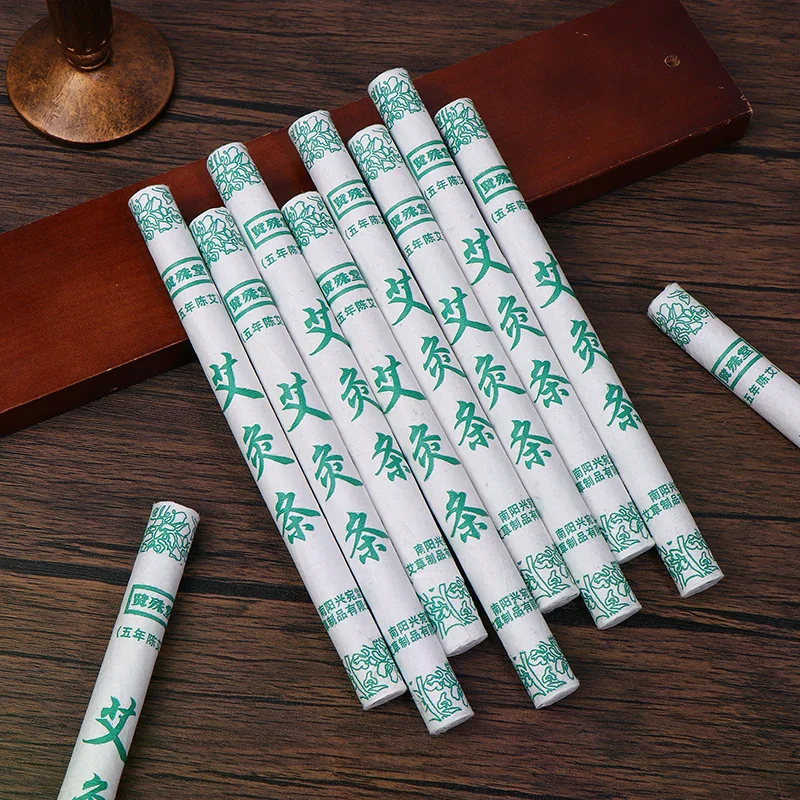 10pcs/box Moxa Rolls Pure Wormwood Traditional Therapy Chinese Hierbas Medicinale Moxibustion Stick Meridian Warm Massage