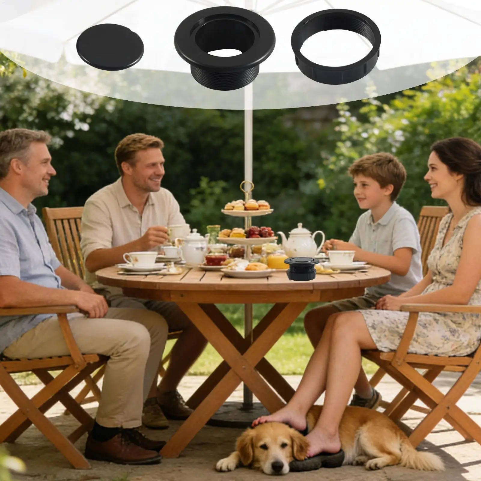 Parasol Hole Cover Insert Securing Furniture Adapter Parasol Hole Ring Insert For Glass Table For Yard Garden RV Camping