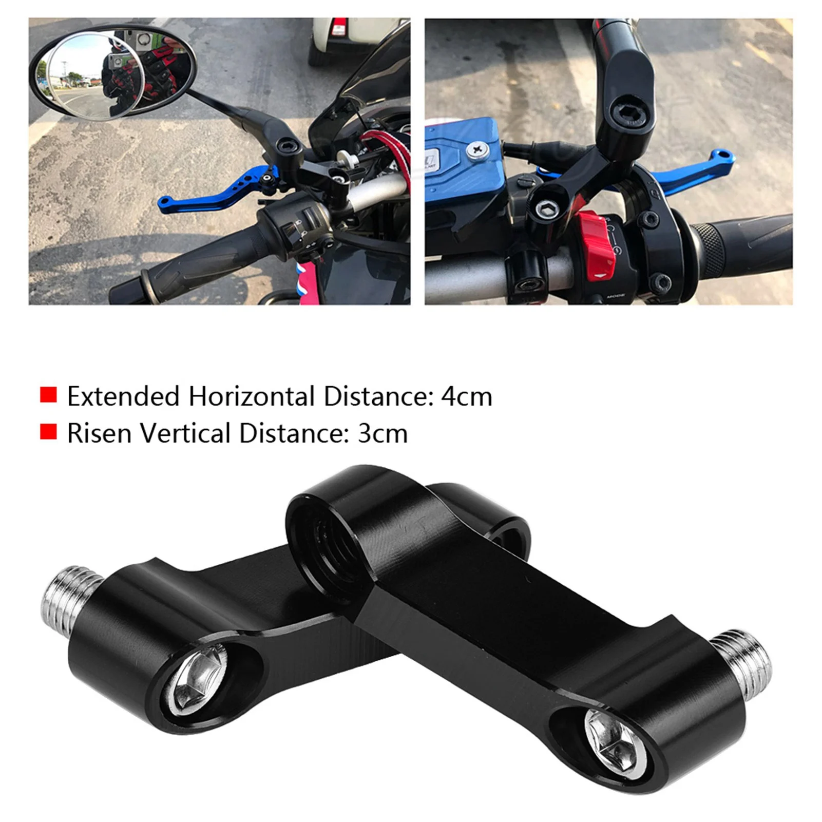 10mm 8mm Motorcycle Rearview Mirror Adapter Kit Riser Mount Extender Mirror Adapter Mirror Adapter Kit Motorcycle Mirror Adapter