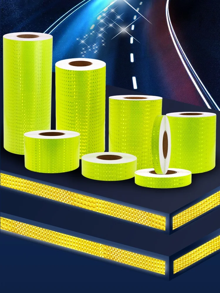 30Cm Micro Prisma Reflecterende Waarschuwing Fluorescerende Pvc Tape Verkeersveiligheidsbord Zelfklevende Beplating