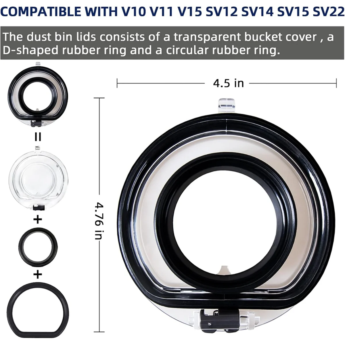 FZFZ Parti della tazza del contenitore della polvere aggiornate per V11 V15 SV14 SV15 SV22 Anello di tenuta e parti del coperchio del kit parti di ricambio