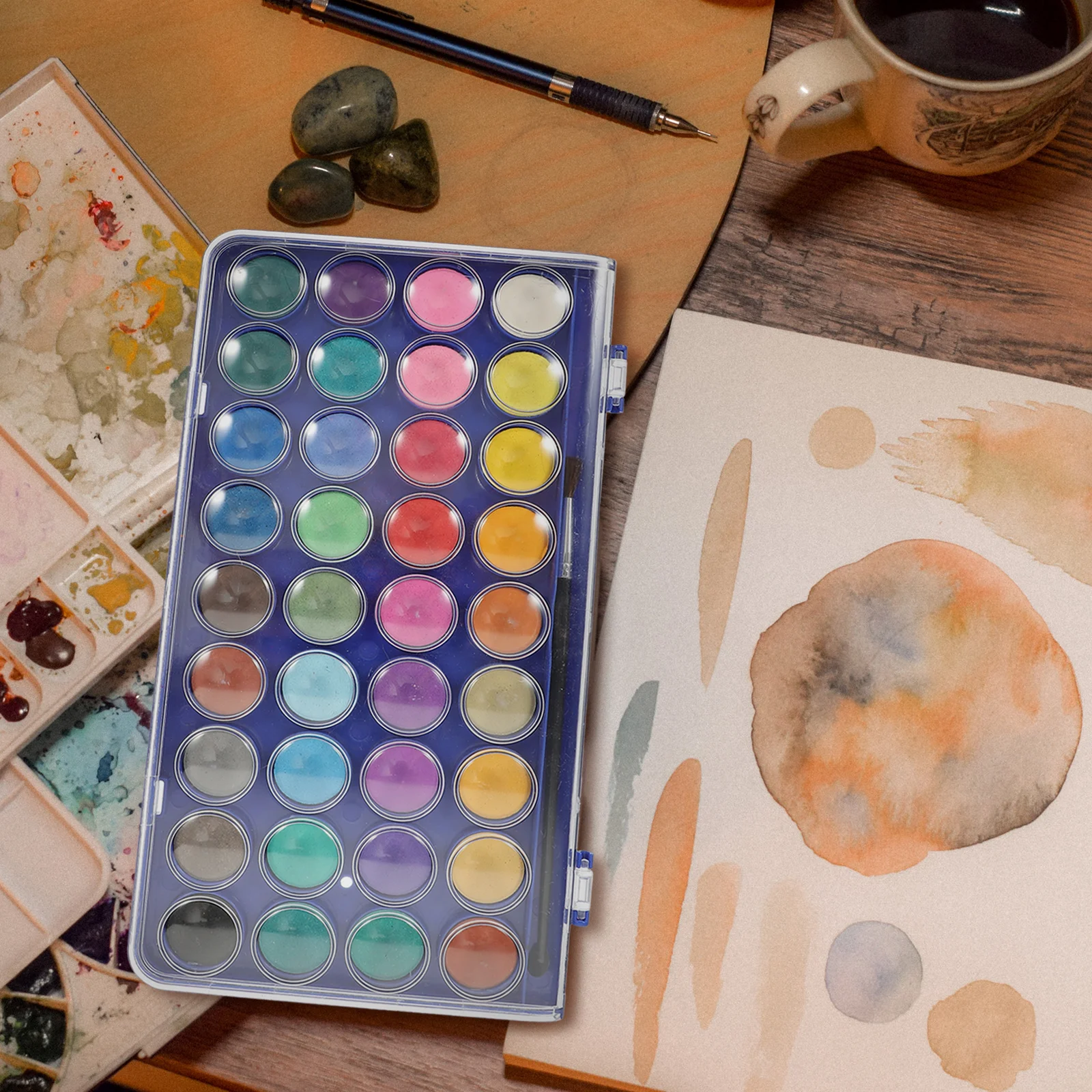 

36 Color Watercolor Paint Set Solid Pigments Quick Dry Portable Sketching Painting Kit Art Gifts Vibrant Colors Mixed Plates