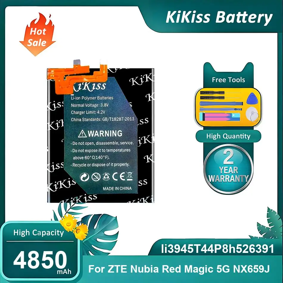 KiKiss Battery For ZTE Nubia Red Magic 5G NX659J,li3945T44P8h526391,4850mAh
