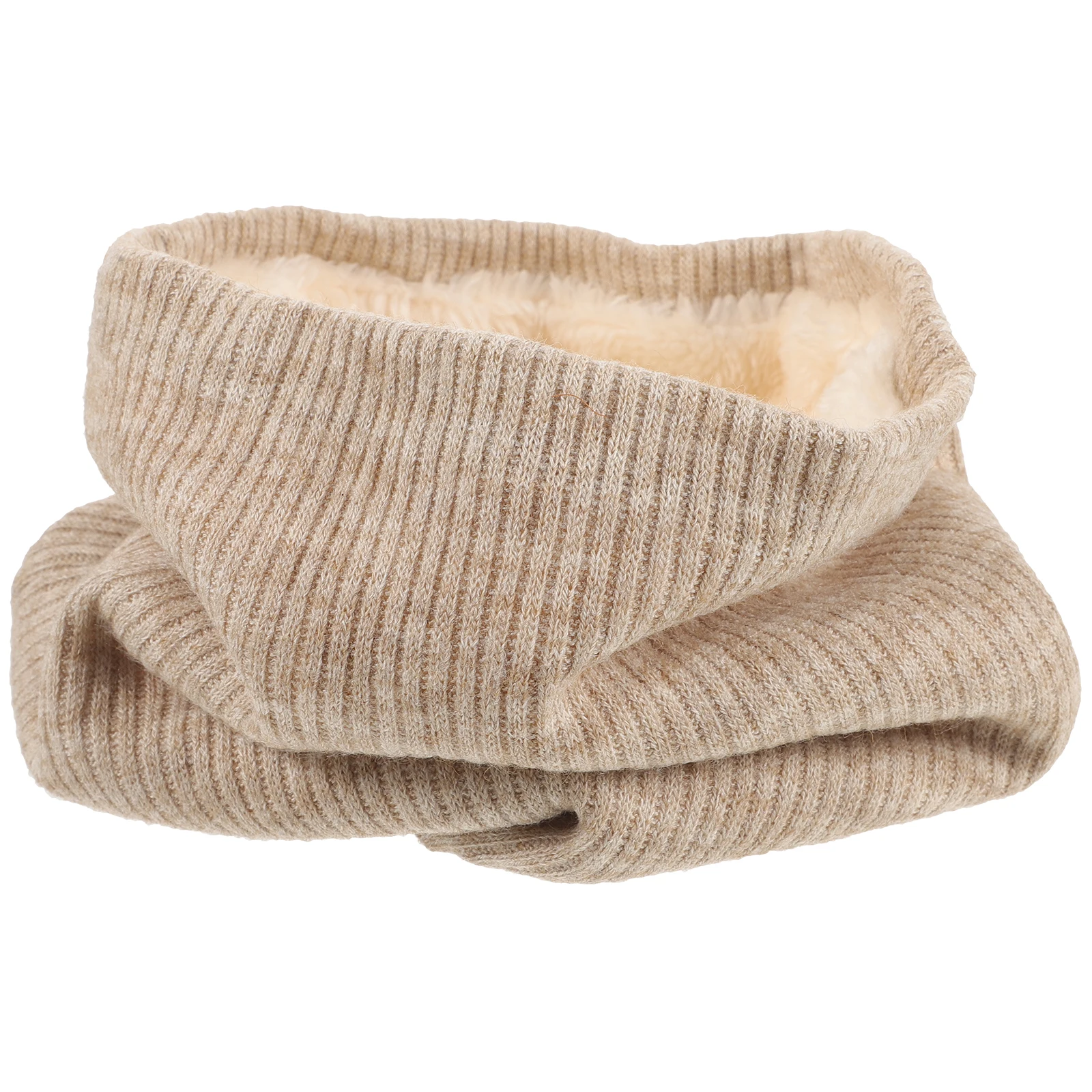 

Cold Scarf Collar Scarf Beige Stretchy Soft Chunky Neck Warmer Double-Layer Windproof for Women