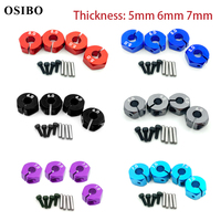 4 Pcs Aluminum 5/6/7mm Thickness Wheel Hex 12mm Drive Hubs With Pins Screws For RC Car Crawler Trucks HSP Tamiya SCX10 Slash