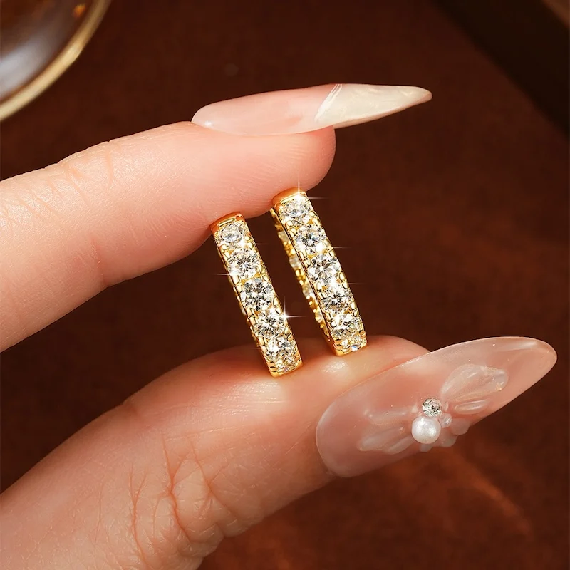 Rrjzz Brillante Creolen mit Moissanit in D-Farbe für Damen, 2CTTW VVS1, im Labor gezüchteter Diamant, Huggie-Ohrringe, GRA-Schmuckgeschenke – Detail 8