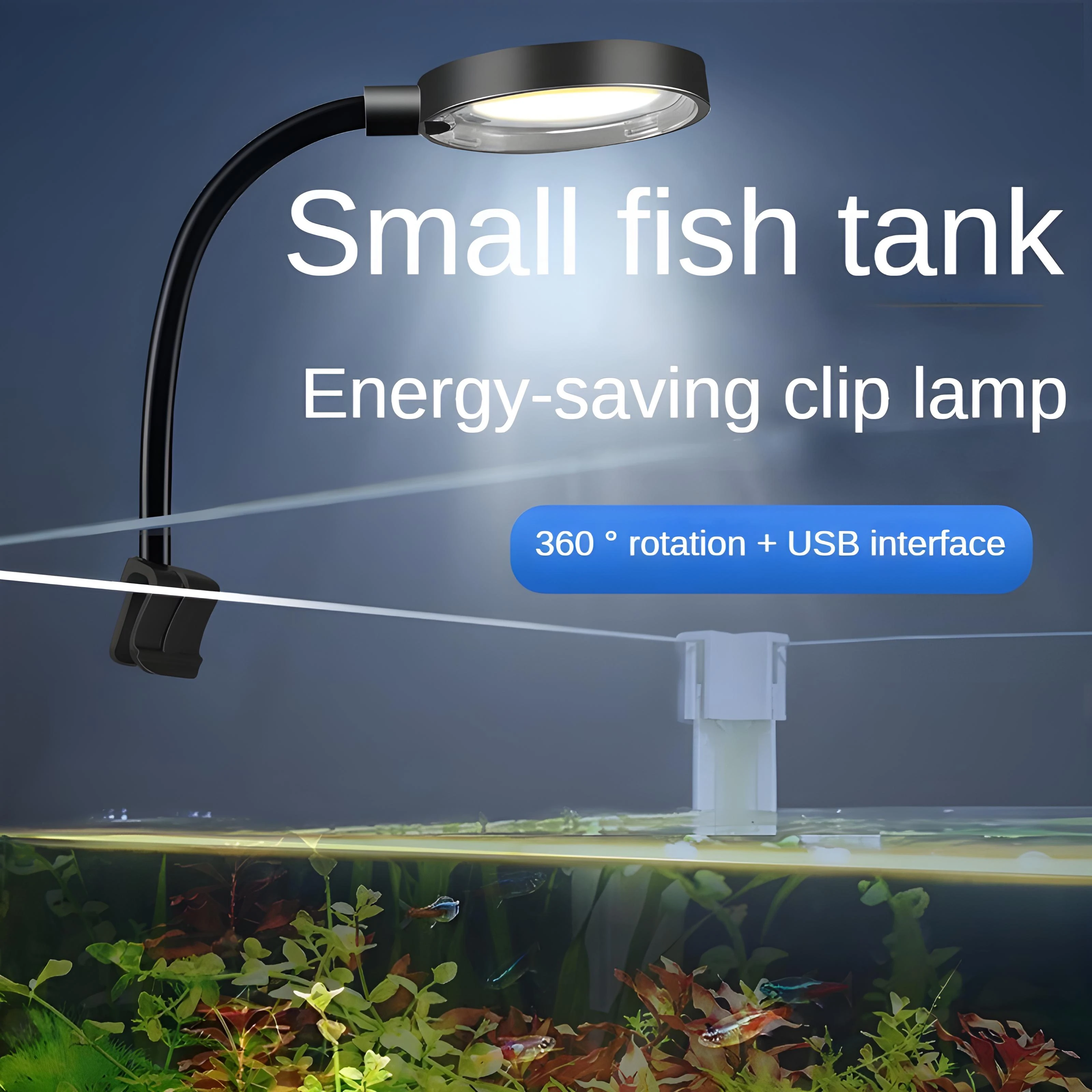 

Fish tank light/small mini clip on light full spectrum illumination water grass light USB plug aquarium small tank light