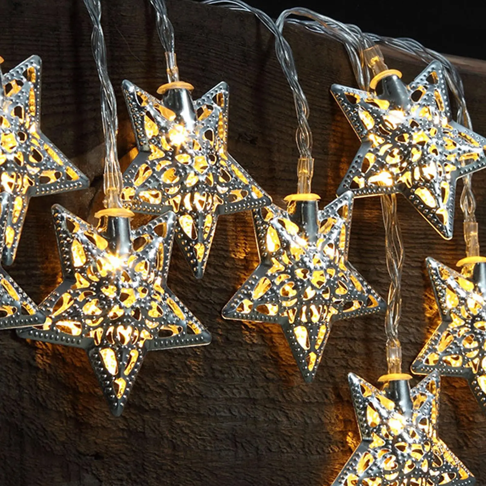 반짝이는 별 LED 스트링 라이트 20개 발코니 발렌타인 데이 정원 파티 울타리 장식용 요정 조명