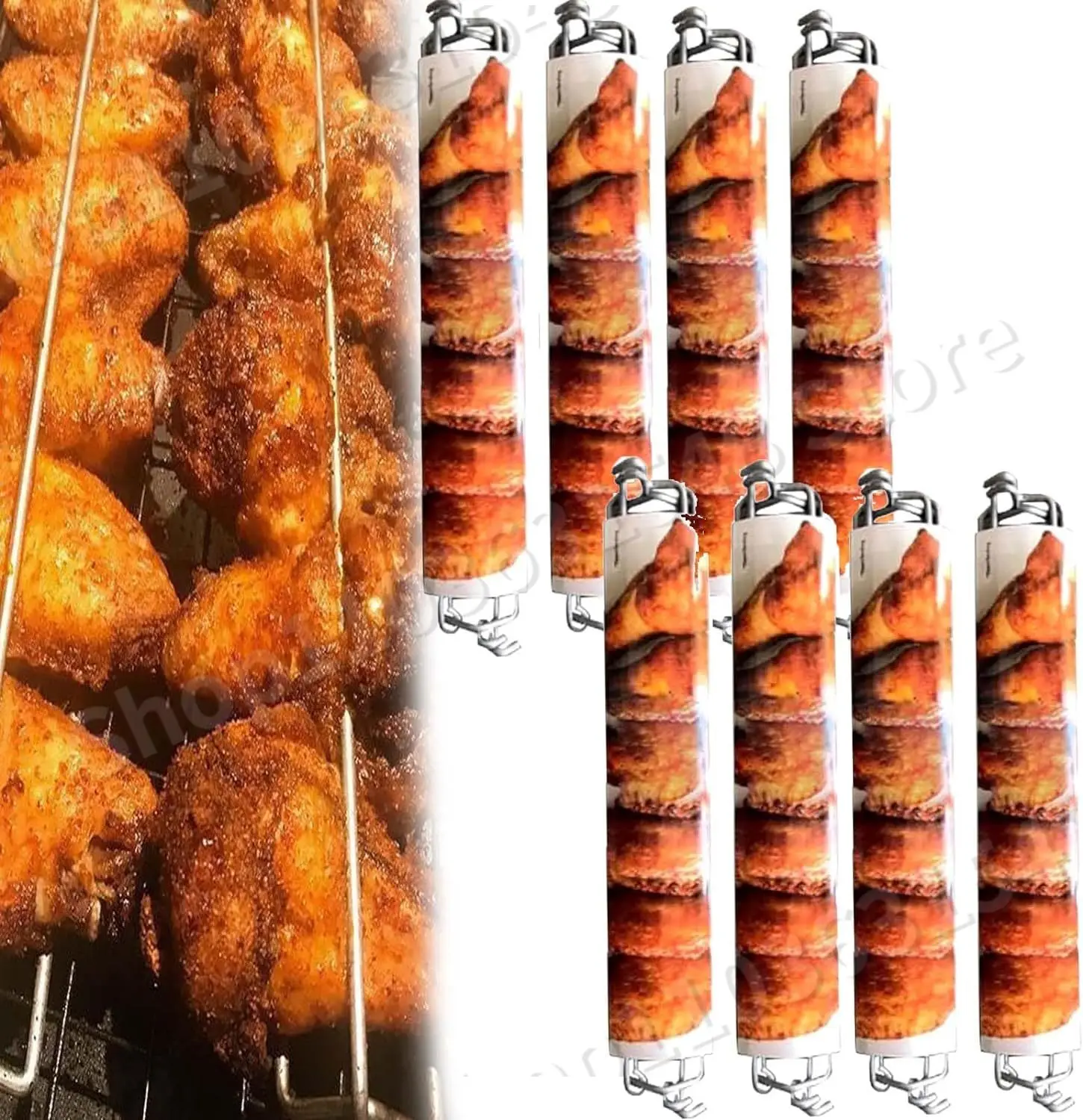 

2024 Wing Rails for Grilling, Wing Rails for Grilling Chicken Wings, Metal Chicken Wing-BBQ Fork Wing Rails for Grilling