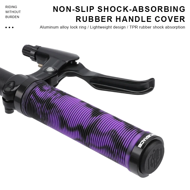 RIDERACE Mountainbike-Lenkergriffe, ergonomische MTB-Fahrradlenkerabdeckung, stoßdämpfende, rutschfeste Fahrradgriffe, lila. – Detail 6