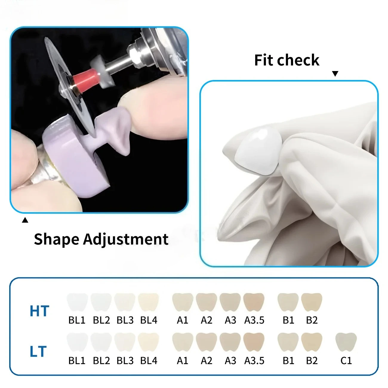 

5PCS Dental Lithium Disilicate CAD/CAM Blocks HT/LT Glass Ceramic Cubes for Sirona Cerec Veneer Crown Bridge Restoration