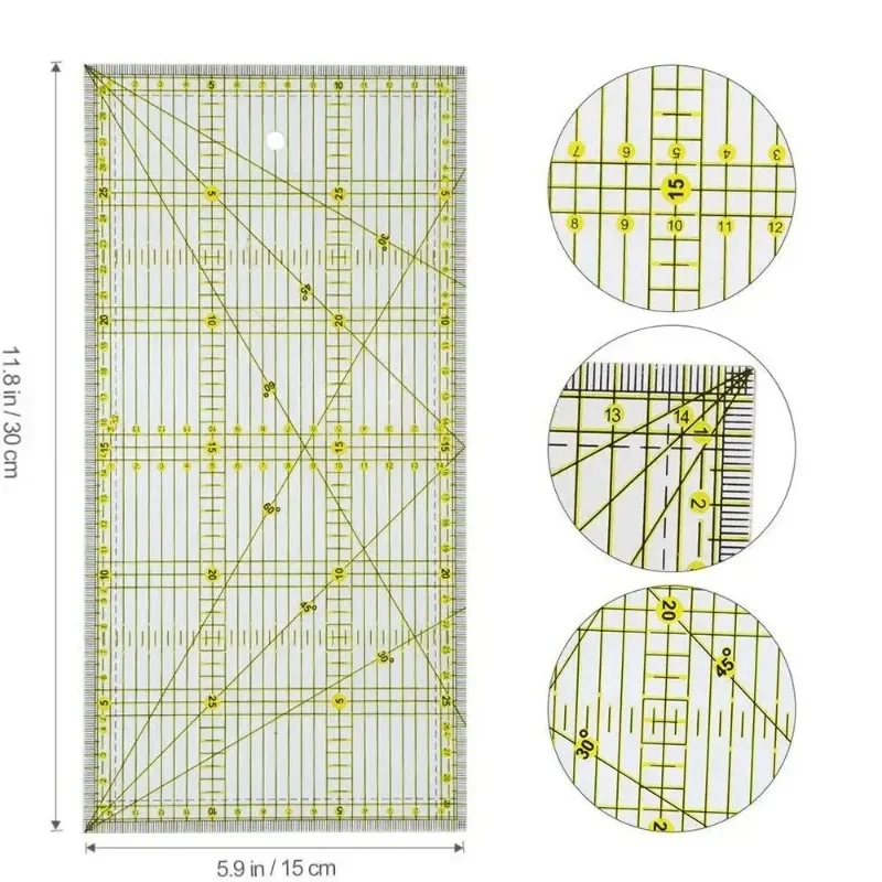 Linijka do pikowania z podwójnymi kolorowymi liniami siatkowymi Patchwork Akcesoria do szycia Sprzęt gospodarstwa domowego