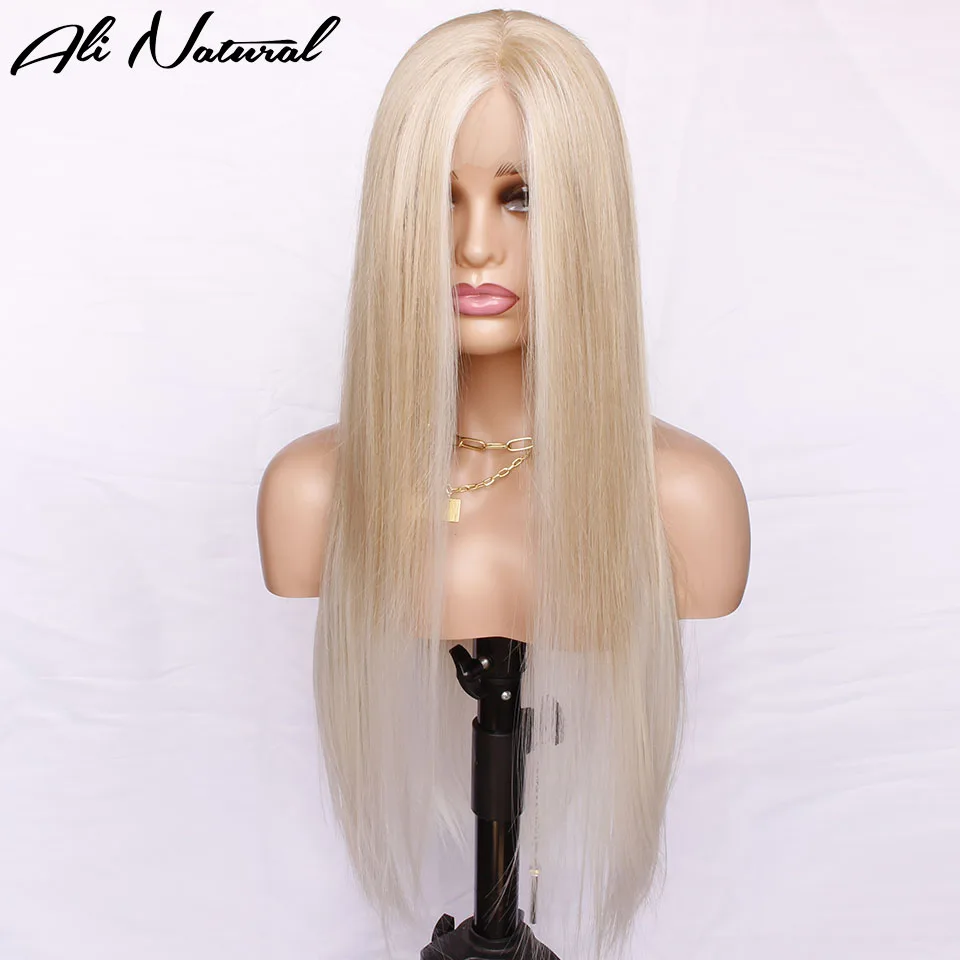 

Ombre Color Futura Fiber Lace Front Wig Japanese Synthetic Hair Highlight Blonde Lace Frontal Wig Straight Hair