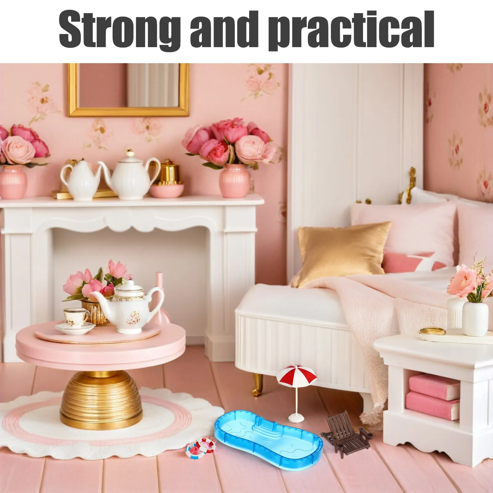 

2Sets Vibrant Miniature Beach Set Includes Swimming Pool Swim Ring Beach Chair Ideal for Dollhouse Living Room Garden DIY Mini