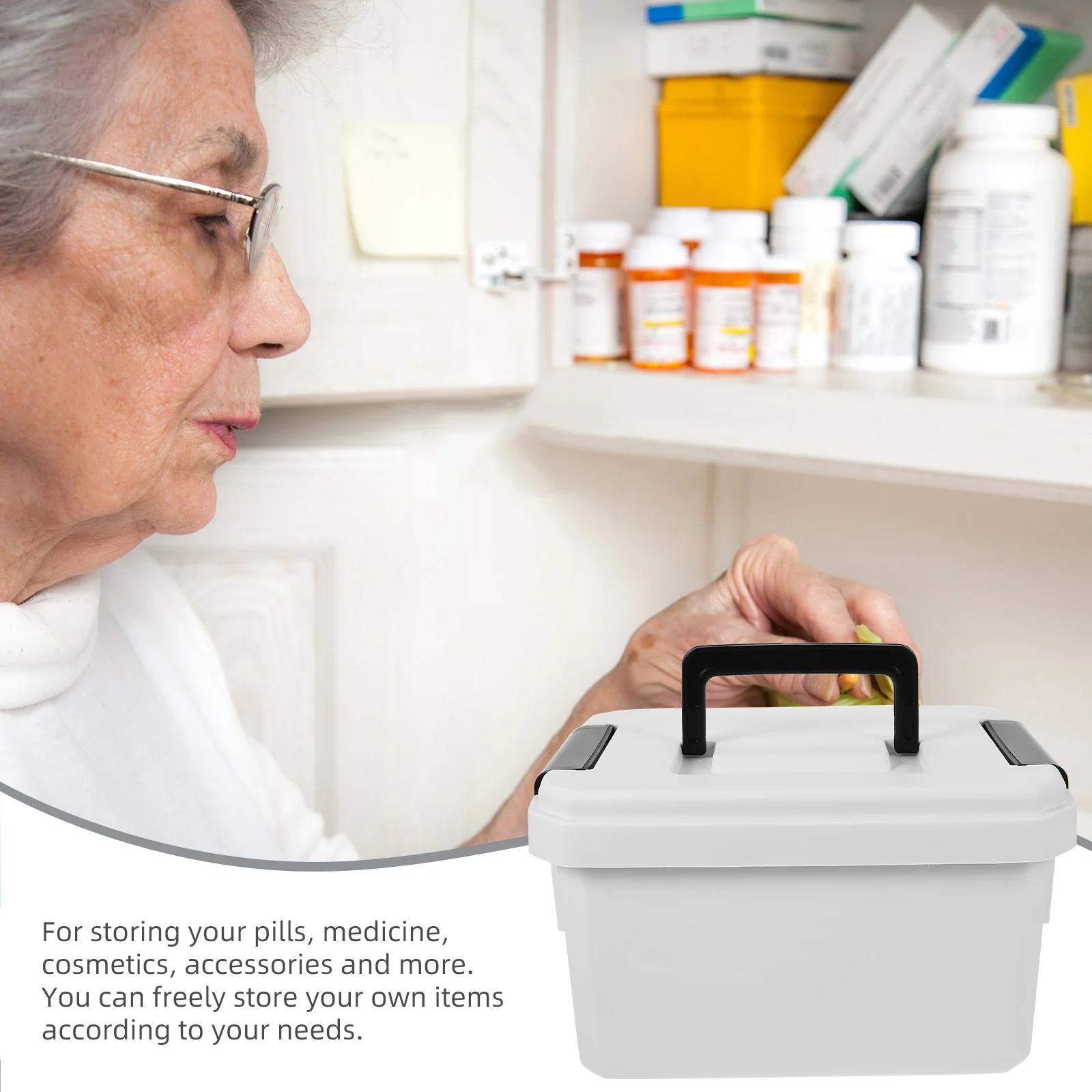 

Sturdy Double Layer Medicine Box Compact Portable Medical Case for Pills Accessories Makeup Stationery Emergency Kit Travel