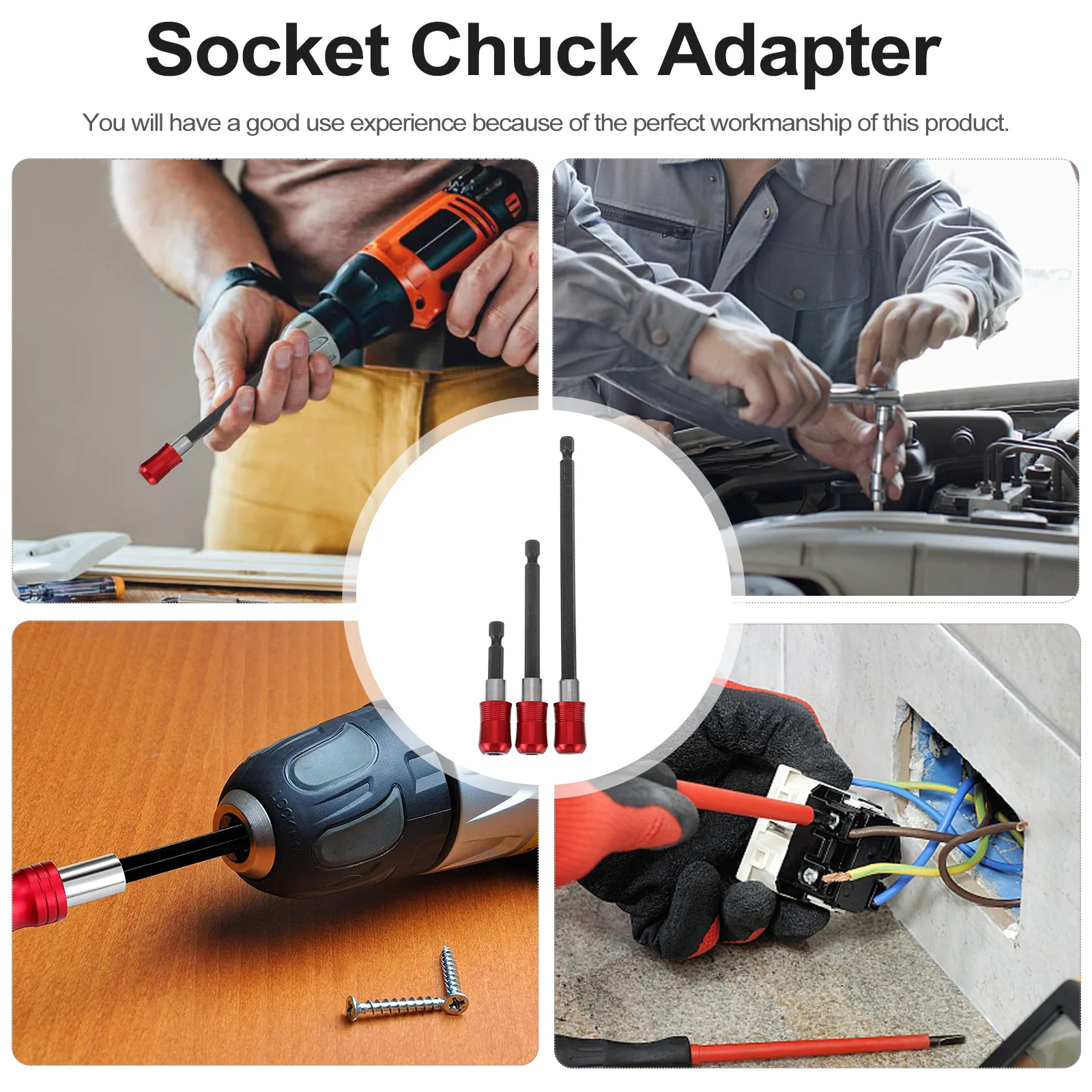 

1Set Stainless Steel Drill Bit Extension Heavy Duty Impact Screwdriver Bit Holder Hex Handle for DIY Repair