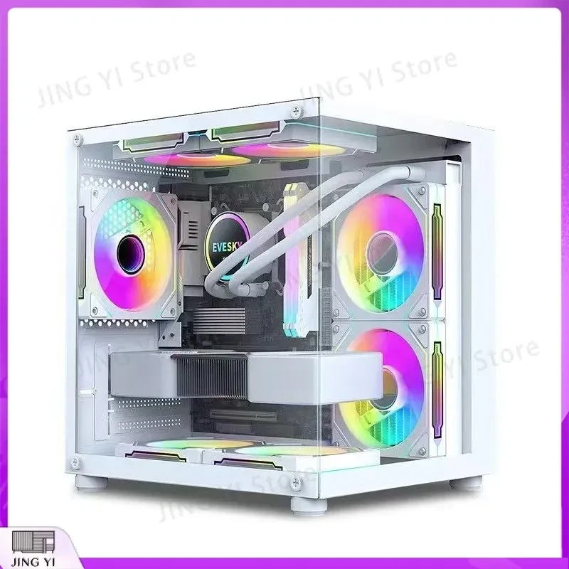 Gaming PC Case Mid Tower Computer Chassis ATX Desktop Housing with Tempered Glass RGB Support High Airflow Gaming Cabinet