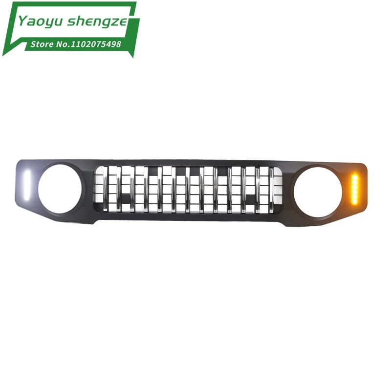 Racing Grills with LED Lamps for Suzuki Jimny JB64 JB74 2018-2020 Car Front Kidney Grille Mesh Black Grille Cover Accessories