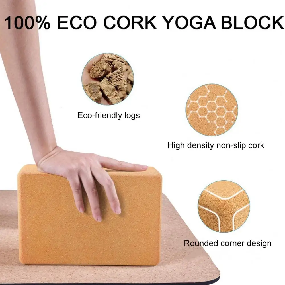 Cork Yoga Block High Density Non-slip Durable Yoga Block Natural Stretching Workout Yoga Brick Fitness Equipment