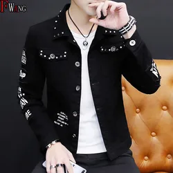 Wholesale 2020 Fashion Casual Denim Spring Men's Korean Hole Spring Clothing Jacket Single-breasted Guy Rivet Washed Casual Coat