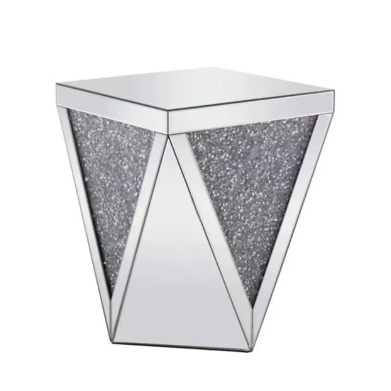 

square silver, three-dimensional design rhinestone glass, mirror surface, corner table coffee table, side table coffee table