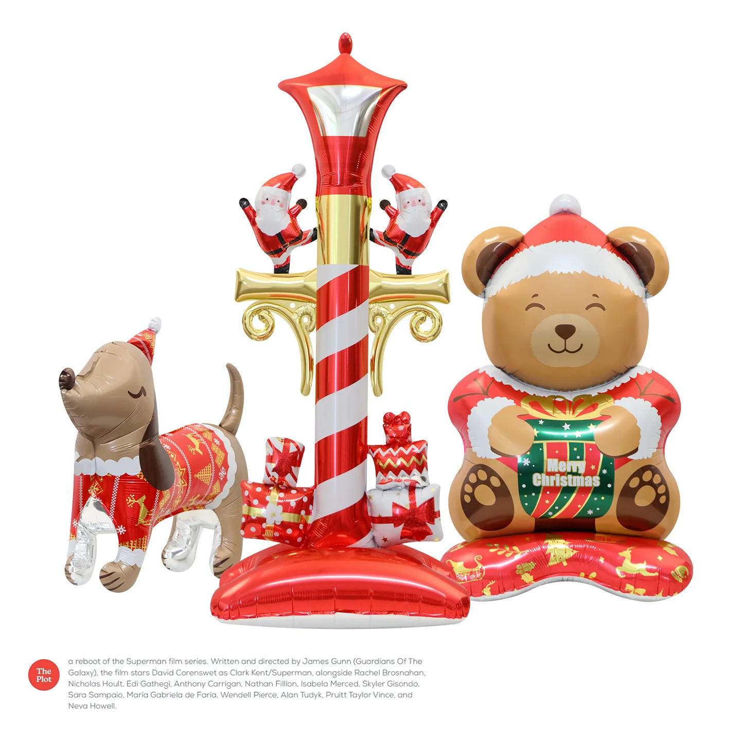 1Pc Large Inflatable 4D Christmas Tree with Base Cartoon Christmas Snowman Decor Balloon Holiday Party Supplies Standing Decor