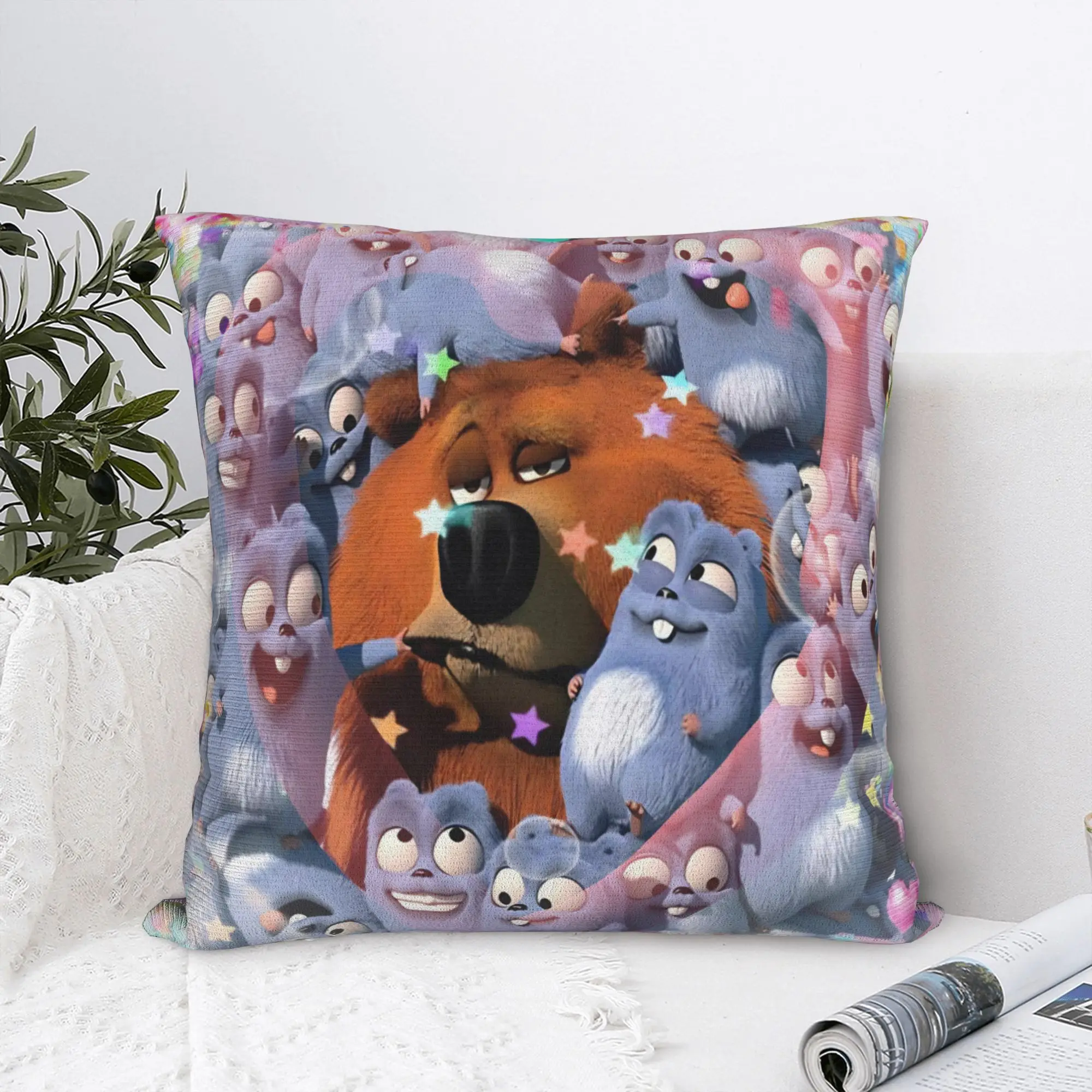 Grizzly And Lemmings  Pillowcases Stuff Printed Cushion Cover  Throw Pillow Cover Seater Decor Square Multi-Size
