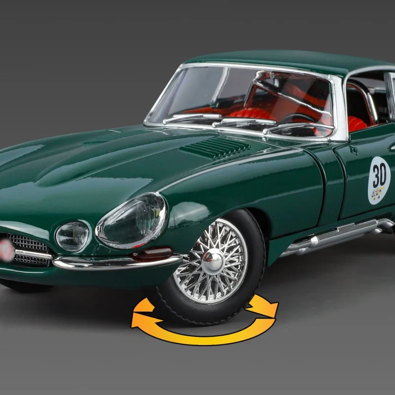 NUOVO 1:24 Jaguars E-Type Modello di auto in lega Suono e luce Tirare indietro Giocattolo per bambini da collezione Regalo di compleanno