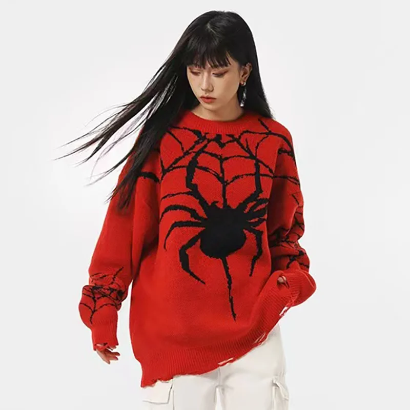 

Gothic Clothes Women Y2k Spider Sweater Women Loose Sweatshirt Harajuku Oversize Hip Hop Long Sleeve T-Shirt Tops Neutral Style