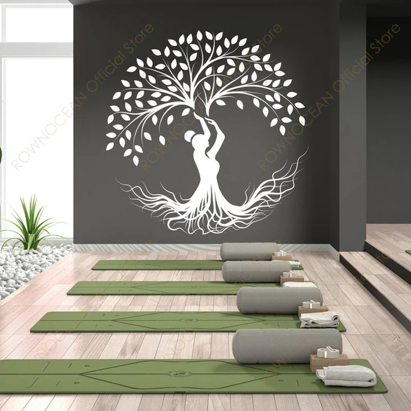 Creative Design Yoga Tree Wall Sticker Vinyl Home Decor Interior Room Yoga Studio Meditation Decals Removable Murals Poster 4904