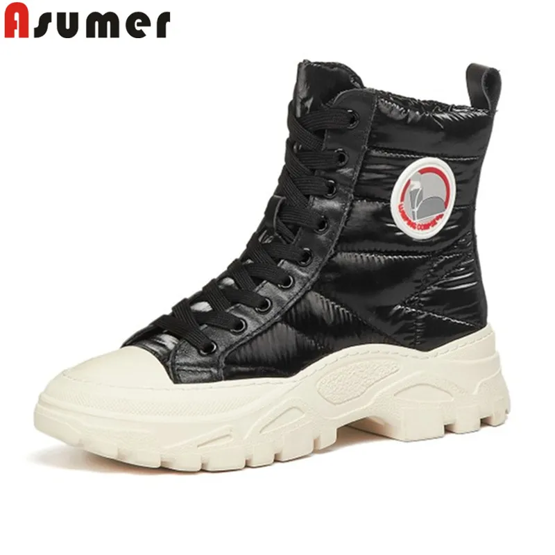 

ASUMER 2024 New Down Snow Boots Nature Wool Winter Boots Women Shoes Platform Lace Up Warm Comfortable Ankle Boots