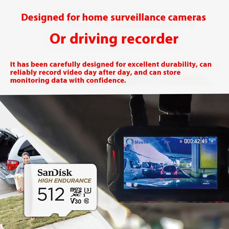 Sandisk 100 МБ Высокопрочный видеомониторинг 32 ГБ 64 ГБ 128 ГБ 256 ГБ Карта Micro SD SDHC/SDXC Class10 TF-карта для мониторинга видео