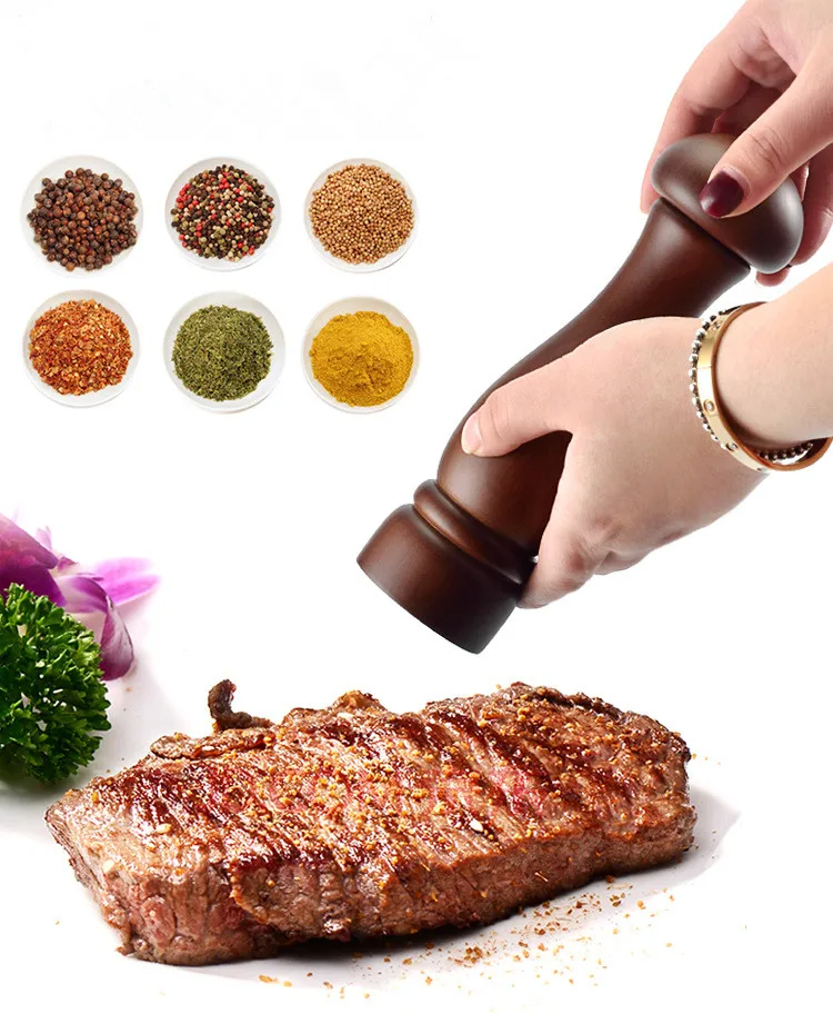 

OAK Pepper Mill Salt Pepper Grinder Spice Mills Hand Movement Manual Mill Adjustable Ceramic Core Kitchen Grinder OK 1151